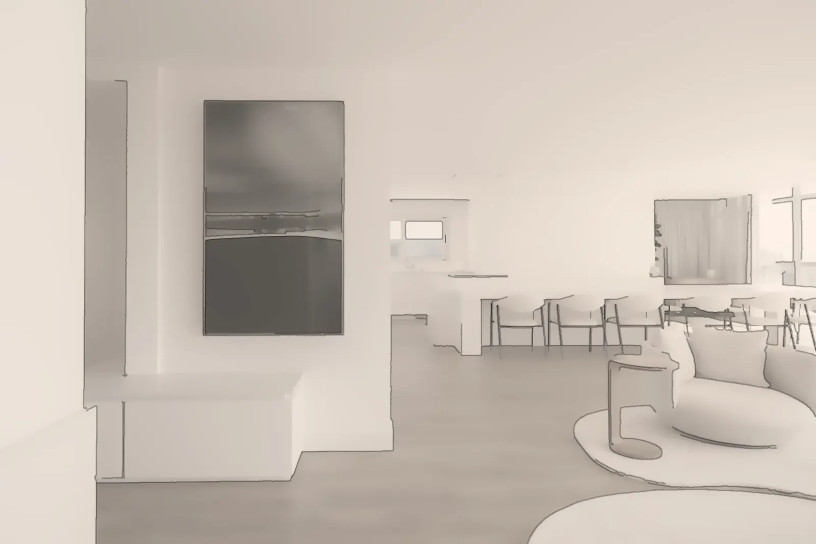 3D visual of the living room