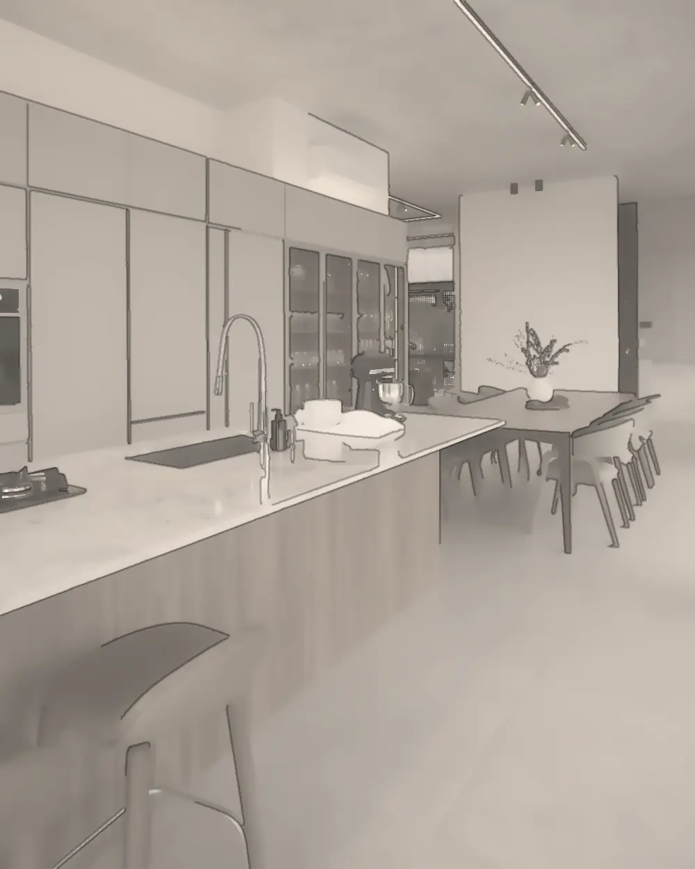 3D visual of the kitchen before work started