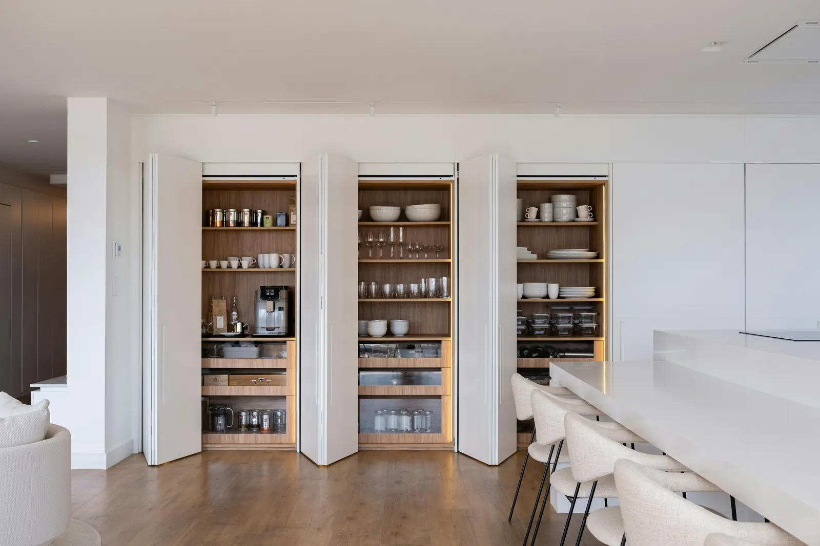 The pantry behind folding doors